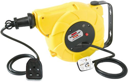 Brennenstuhl Automatic Cable Reel for Wall or Ceiling Mounting (9+2 m Retractable Cable, Robust Plastic Casing, Electrical Rewind, Slewable Up to 180°)