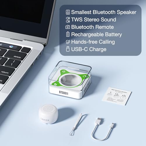 LEICEX Bluetooth Speakers Portable Wireless, Travel Speakers Bluetooth 5.0 Wireless Mini Speaker for Outdoor (White) - color: Tiny-White