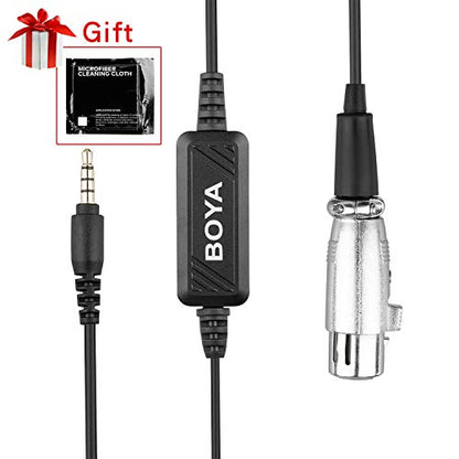 BOYA BCA6 XLR Female to 3.5mm TRRS Connector Adjustable Volume Microphone Cable Adapter Mini Jack AUX Cord Audio Wire 6m Compatible with iPad iPhone iPod Touch Android Mobile Devices