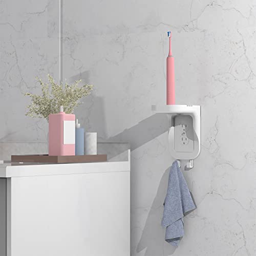 WALI Outlet Shelf Wall Holder, Fit for Duplex GFCI Decorative Outlet Shell A Space Saving for Smart Home, Speaker Mounts up to 10lbs with Cable Management (OSH001-W), White - size: Medium