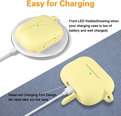 Lerobo for AirPods Pro 2 Case with Keychain, Cream Yellow | Silicone Protective Cover Compatible with Apple AirPod Pro 2nd/1st Case for Women Men, Scratchproof, Shockproof, Dustproof - color: Cream Yellow