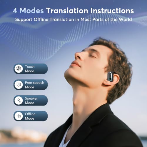 168 Languages AI Translation Earbuds, Bluetooth 6.1 Headphones Translator, 4-in-1 Smart Mode Touch Screen Real-Time Earphones Fit for Travel Business Learning (Charcoal Black) - color: Charcoal Black