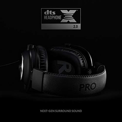 Logitech G PRO X Wired Gaming Headset - Black | Blue VO!CE Detachable Boom Mic, DTS 7.1, 50 mm Drivers, USB/3.5mm Aux, Spare Memory Foam Ear Pads, Bag & USB DAC Included - size: Wired, style: Classic