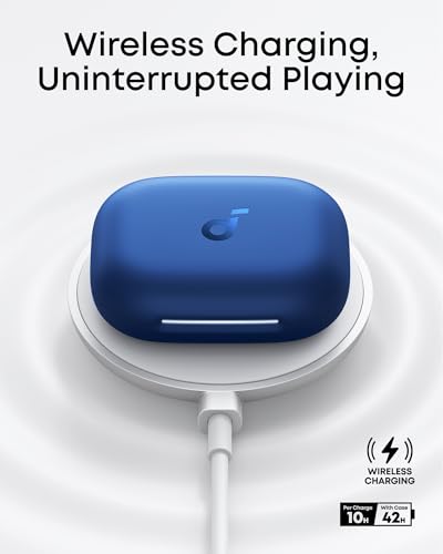 Soundcore AeroFit 2 by Anker Open Ear Earbuds, Open Ear Headphones, Earbuds | Real-Time Translation, 4 Adjustable Positions, 42H Playtime, Rich Bass, Hi-Res, IP55, AI Clear Calls, Wireless Charging - color: Abyss Blue, style: Standard