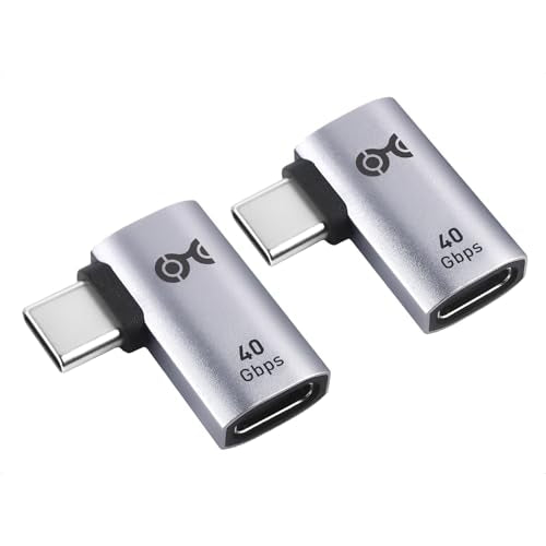 Cable Matters 2-Pack 40Gbps Flat Right Angle USB C Adapter | [4K@240Hz Video, 240W Charging, 40Gbps Data Transfer] 90 Degree, Compatible with Thunderbolt 4, iPhone 17/16, Steam Deck - style: Flat Right Angle