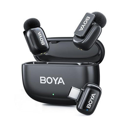 BOYA Mini 2 Wireless Lavalier Microphone for iPhone 15/16/17 & Android | AI Noise Cancellation • App Control • 30H Battery Case • Crystal-Clear Audio for Video, Podcasts & Vlogging - style: Mini 2(USB-C)