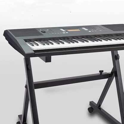 Pyle Universal Electronic Black Heavy-Duty Z Style Keyboard Organ Holder Rack Portable Piano Stand W/Adjustable Height and Width, Locking Wheels (PKST48.5) - style: Wheels
