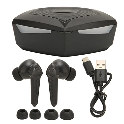 Septpenta Bluetooth Gaming Earbuds, Stereo 45Ms Ultra Low Latency BT 5.2 13mm Drivers Dual Mode Wireless Earphone, Two Illumianated Auto Pairing Deeper Bass Built in Mic for Laptop(Black) - color: Black