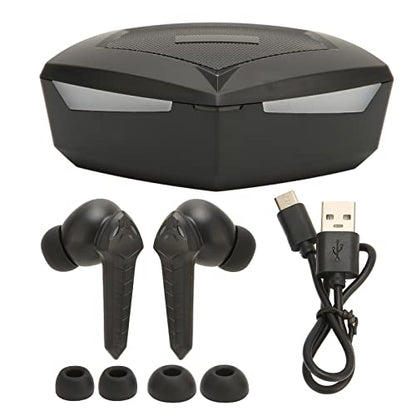 Septpenta Bluetooth Gaming Earbuds, Stereo 45Ms Ultra Low Latency BT 5.2 13mm Drivers Dual Mode Wireless Earphone, Two Illumianated Auto Pairing Deeper Bass Built in Mic for Laptop(Black) - color: Black