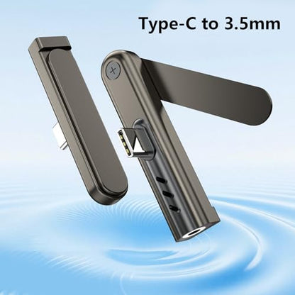 Portable USB C to 3.5mm Headphone Adapter with Foldable Stand for Mobile Devices Type C Adapter
