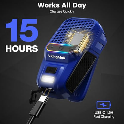 Wearable Bluetooth Speaker, Clip-On Portable Speaker with Built-in Mics Hands-Free Music and Calls for Hiking/Biking, portable bluetooth speakers with LED Light, 15H Battery Life Speakers(Blue)