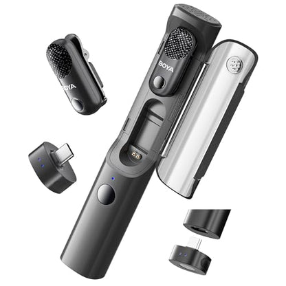 BOYA Magic USB-C Wireless Lavalier Microphone, 30Hrs Battery,328FT Los Range, Safety Track&Limiter, Ai Noise Reduction Type-C Wireless Lapel Mini Mic for Android iPhone 17/16 Audio Video Live YouTube - style: Magic-05(USB Type-C)