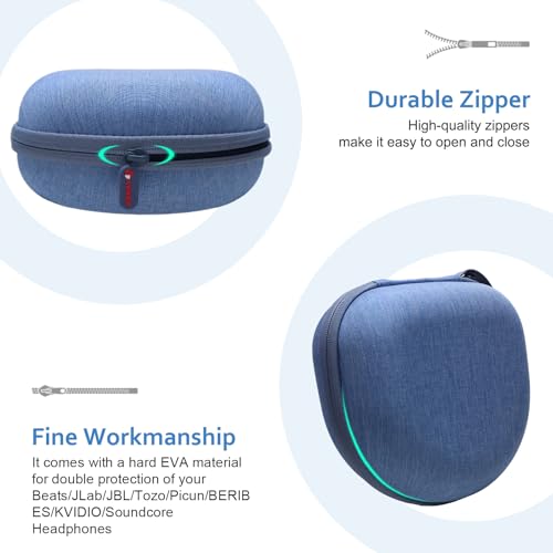 Kids Headphones Case Compatible with JBL Junior 320 / Junior JR 320BT / iClever BTH12 / HS19 / BTH26 / JoySpark-T5 / Candy Bila BH03 / EarFun/IMYB/MIDOLA MD-B01/Noot Kids Headphones, Blue (Case Only) - color: Blue