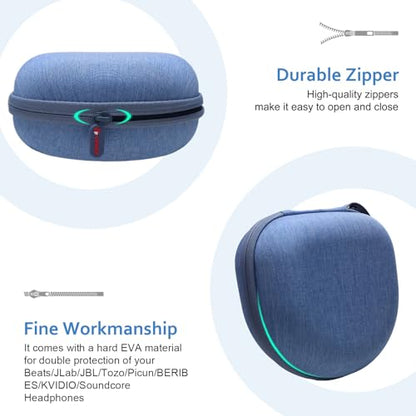 Headphone Case for JLab/Beats/TOZO/BERIBES/Picun Etc Headphones, Blue | for JLab JBuds Lux ANC/Go Lux ANC, Beats Studio Pro/Solo 4 3,TOZO HT3,KVIDIO Etc Headphone, Hard Shell Case for Travel Home - color: Blue