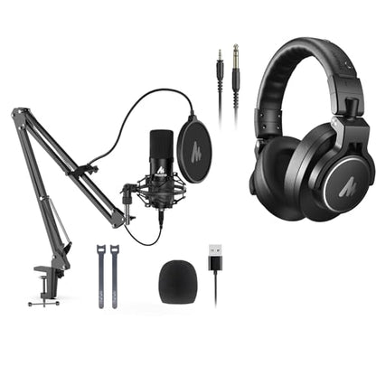 MAONO USB Microphone, 192KHZ/24Bit Plug & Play PC Computer Podcast Condenser Cardioid Metal Mic Kit with Professional Sound Chipset for Recording, Gaming, Singing, YouTube, A04, MH700