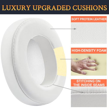 SOULWIT Replacement Earpads for Skullcandy Hesh 3/ANC/Evo & Crusher Wireless/540/ANC/Evo & Venue ANC Over-Ear Headphones, Ear Pads Cushions with Protein Leather, Noise Isolation Foam - White - color: White
