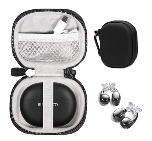 Case for King Lucky Jewelry-Inspired Clip-On Earbuds with Butterfly Earrings, Clip-on Earbuds Jewelry Wireless Bluetooth 5.4 Comfortable Open Ear Headphones (Black) - color: Black