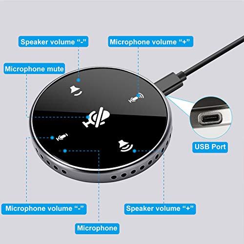 Upgrated USB Conference Microphone with Speaker,Laptop Omnidirectional Computer Mic with Touch-Sensor to Mute/Volume,for Zoom Meetings,Skype,VoIP Call,Interview,Christmas Stocking Stuffers Surprise
