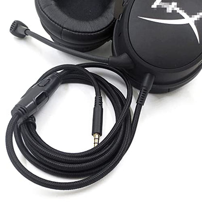 HyperX Cloud Alpha Replacement Cable - Compatible with Cloud Alpha, Mix, Flight, Logitech G633, G933 Gaming Headsets - 3.5mm Audio Cable with Mute & Volume Control (No Mic, 4.9ft) - style: 4.9FT