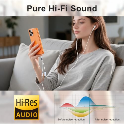 2 in 1 USB C to 3.5mm Audio Adapter with 60W PD Charging for iPhone,Galaxy | Hi-Res 32bit/384kHz DAC Type C to Aux Adapter, USB C to Headphone Jack Dongle Cable for iPhone 17/16,Galaxy S26/S25/S24,Pixel