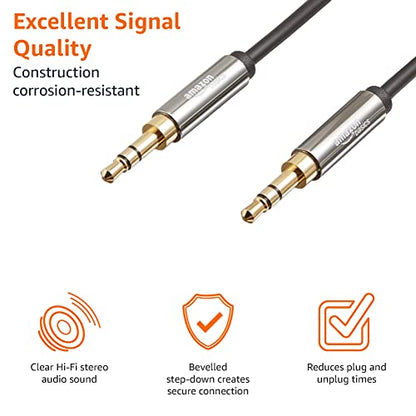 Amazon Basics 2-Pack 3.5mm Stereo Audio Cable for Car Stereo, Speaker or Subwoofer with Gold-Plated Plugs, Smartphone Compatible, 4 Foot, Black - size: 4 ft (2 Pack)