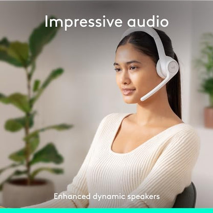 Logitech Zone 300 Wireless Bluetooth Headset Noise Canceling - Off-White | Compatible with Windows, Mac, Chrome, Linux, iOS, iPadOS, Android - color: Off-White