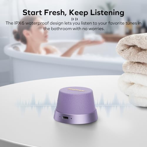 MOMAX Magnetic Portable Wireless Speaker, Enhanced Bass & Clear Sound | IPX6 Waterproof with Aluminum Alloy Design & 12H Playtime for Travel, Shower, Kitchen & More - color: Purple