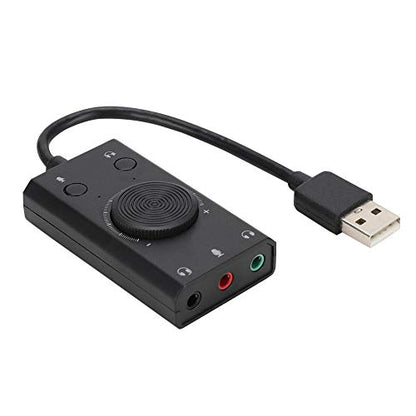 External Sound Card, USB Audio Adapter External Stereo Sound Card with 3.5mm Headphone and Microphone Jack, USB Multifunction Drive- Sound Card with Indicator