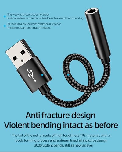 zoyuzan USB Adapter 3.5mm Audio Jack Converter Cable for Headphone PC Car Microphone External Headset DAC TRS Port Stereo PS4 Cord Dongle Interface Speaker Computer Plug Digital Laptop Splitter