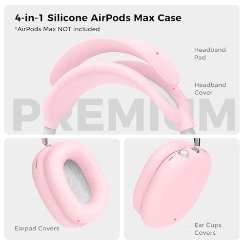 AHASTYLE Silicone Case Cover for AirPods Max Headphones (USB-C/Lightning) - color: Pink