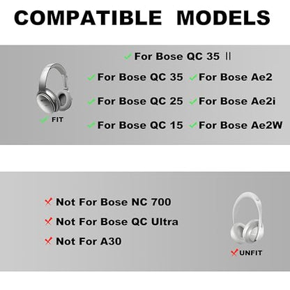 Replacement Ear Pads - Compatible with QuietComfort 35 & QC35 ii Headphones,Soft Protein Leather, Premium Noise Cancelling Earpads, Durable & Comfortable Ear Cushions (QC 35-Gray) - color: QC 35-Gray