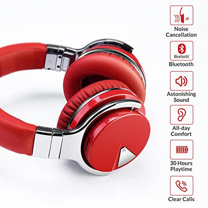 Million Sold 10 Years Classic E7 Active Noise Cancelling Headphones with Upgraded Noise Cancellation, Bluetooth Headphones Wireless with HD Sound Vivid Deep Bass, for Home Office Travel Gift Pcs - color: Red, style: E7 Wireless Active Noise Cancelling Hea