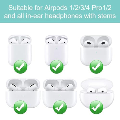 Ear Hooks Compatible with AirPods 4,3, 1, 2 and Pro & All in-Ear Headphones with Stems - 2 Pairs Adjustable Secure & Comfortable Prevent Falls Ear Holders for Headphones - Easy to Install (White) - color: White