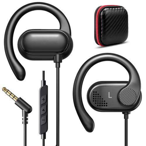 iMangoo 3.5mm Wired Earbuds Over the Ear Buds Open Earphones for Kids Women | 4.92FT Cord Earhook Aux Plug in Headphones for Apple 3.5 mm Jack Corded Wire for Airplane Travel Home Office School Computer