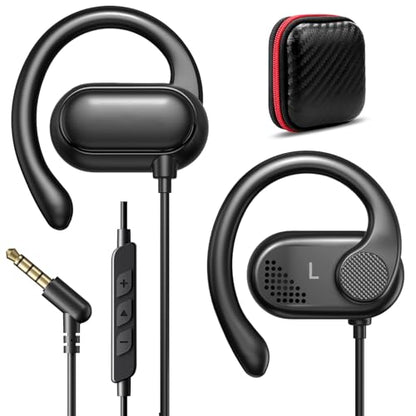 iMangoo 3.5mm Wired Earbuds Over the Ear Buds Open Earphones for Kids Women | 4.92FT Cord Earhook Aux Plug in Headphones for Apple 3.5 mm Jack Corded Wire for Airplane Travel Home Office School Computer