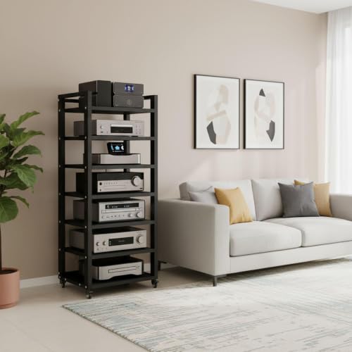 7-Tier Heavy Duty Audio Component Rack, Stereo Rack AV Media Stand Cabinet - color: C