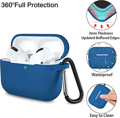 Lerobo for AirPod Pro Case, Soft Silicone Cover with Keychain, Blue | Drop Protection, Scratch & Dust Resistant, Wireless Charging, Compatible with Apple AirPods Pro 2/1 Case Cover for Women Men - color: Blue