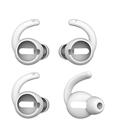 Anti-Slip Earhooks Soft Silicone Skin Compatible with Apple Airpods 2 & 1 Lightweight Sound Quality Enhancement for Headphones Outdoor Activities in-Ear EarHook 2 Pairs White - color: White