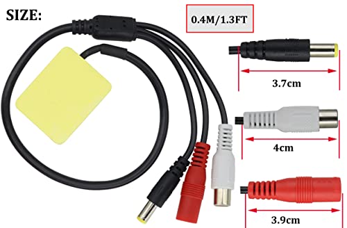 Surveillance Pickup Device Mic to RCA Surveillance Microphone Cable | Mic Audio Outdoor CCTV RCA Surveillance Microphone DVR High Preamp Amplified Pickup Device Mic External Camera Sound 3plug - color: 3plug-box