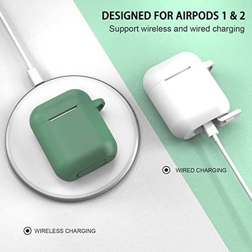 Compatible with AirPods Case Cover, Full Protective Silicone Skin Dust-Proof Designed for Apple AirPods 1st 2nd Generation with Keychain, Front LED Visible, White - color: C-White