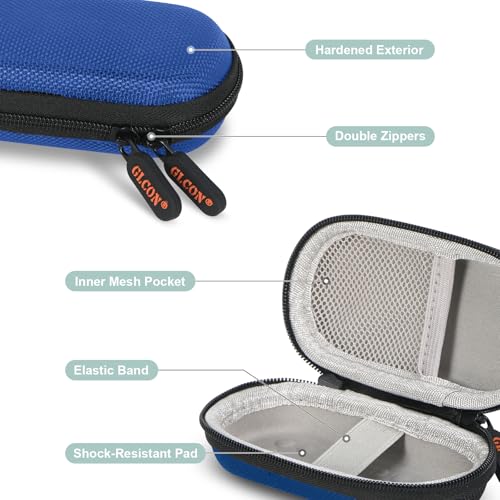 Blue Mini Earbud Case, Small Oval Hard Shell Carrying Pouch Bag - color: Blue