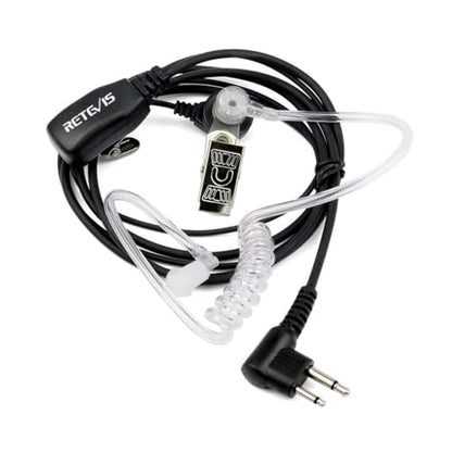 Retevis Acoustic Tube Walkie Talkie Earpiece with Mic, 2 Pin(5 Pack) | Compatible with Motorola CP100/CP100D/CP185/CP200/CP200D/ GP300/GP2000/BRP40/DLR1060 Walkie-talkies, Two Way Radio Earpiece