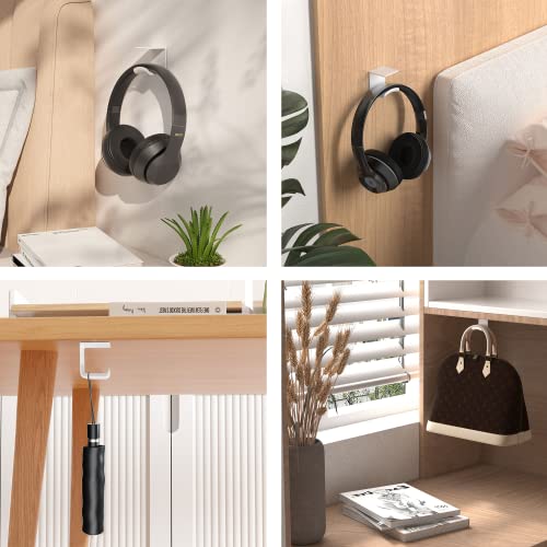 HomeMount Under Desk Headphone Hanger, Adhesive Hook, White 1 Pack - color: White