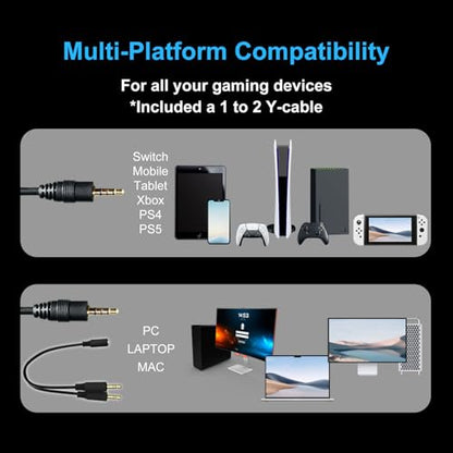 FOXXRAY BA-68 Gaming Headset for PC, PS4, PS5, Xbox, Lightweight Over-Ear Headphone with mic, 50MM Dynamic Drivers, 3.5mm Audio Jack, Soft Memory Foam Cushion, Removable Microphone