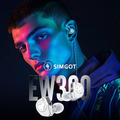 Linsoul SIMGOT EW300 1DD+1Planar+1PZT Hybrid Driver in Ear Monitor, Wired Earbuds IEM Kiwi Ears SONICAP Waterproof Earbud Case