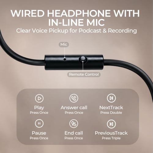 NUBWO HD01 Studio Headphones Wired, Hi-Res Over Ear Headphones with 1/4 inch to 3.5mm Adapter, Lightweight Closed Back DJ Headphones for Piano Guitar AMP Recording Mixer Amplifier