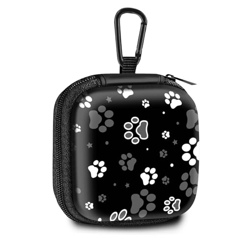 Square Data Cable Earbud Charger Coin Storage Bag Shockproof and Drop-Proof EVA Material Compatible with AirPod(Dog Paw Print and Star) - color: Dog Paw Print And Star
