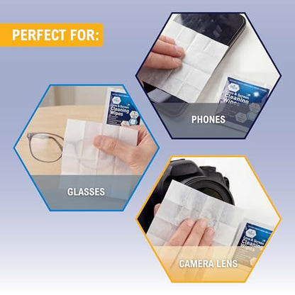 MED PRIDE Lens and Screen Cleaning Wipes for Eyeglasses, Touch Screens, Cameras, Anti-Fog, Scratch-, Anti-Static (100 100 Count (Pack of 1))