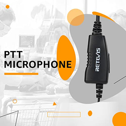 Retevis Swivel Walkie Talkie Earpiece with Mic, for RT22/RT68/RT21/H777 | Coil Tube, C-Shape Earhook, Compatible with Baofeng, Kenwood, Pxton 2 Way Radio, Two Way Radio Earpiece(1 Pack)