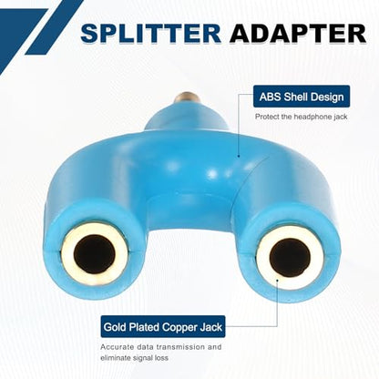 MECCANIXITY Headphone Splitter Adapter, 3.5mm Male to Dual Female Y Jack Aux Splitter for Phone Headset PS4 Switch Tablets, Blue - color: Blue